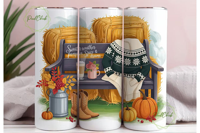 Sweater Weather Tumbler Wrap PNG Sublimation PixelChick 