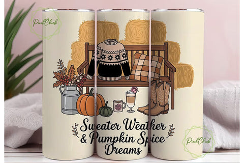 Sweater Weather Tumbler Wrap PNG Sublimation PixelChick 
