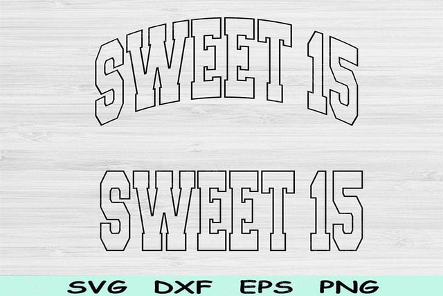 Sweet 15 Svg Dxf Png Cut File, 15th Birthday Svg Files For Cricut, Teenager Svg, Fifteenth Svg, Sweet 15 Png Block Wave Text Svg Sublimation SVG TiffsCraftyCreations 