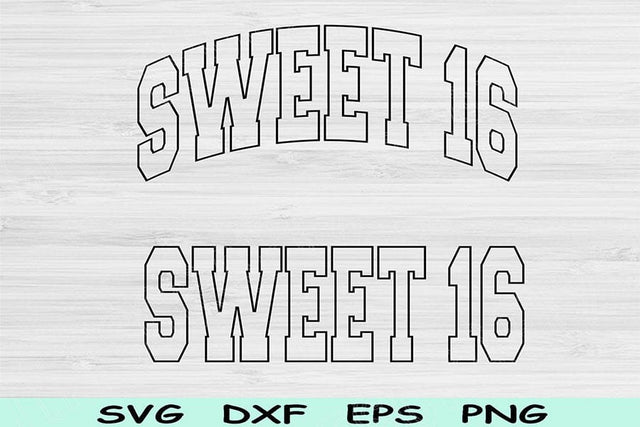 Sweet 16 Svg Dxf Png Cut Files, 16th Birthday Svg, Teenager Svg Files For Cricut, Sweet 16 Png, Sixteenth Birthday Svg Block Wave Text Svg SVG TiffsCraftyCreations 