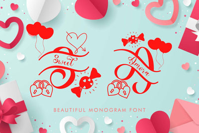 Sweet Amora Monogram Font Prasetya Letter 