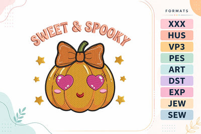 Sweet and Spooky Pumpkin Bow Embroidery Design Embroidery/Applique DESIGNS sg embroidery 
