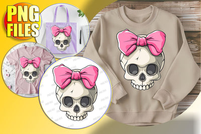 Sweet Autumn Skull Sublimation Clipart with Bow Design Sublimation afrosvg 