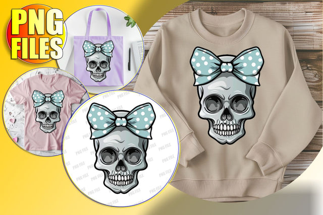 Sweet Autumn Skull with Bow Design for Sublimation - PNG Sublimation afrosvg 