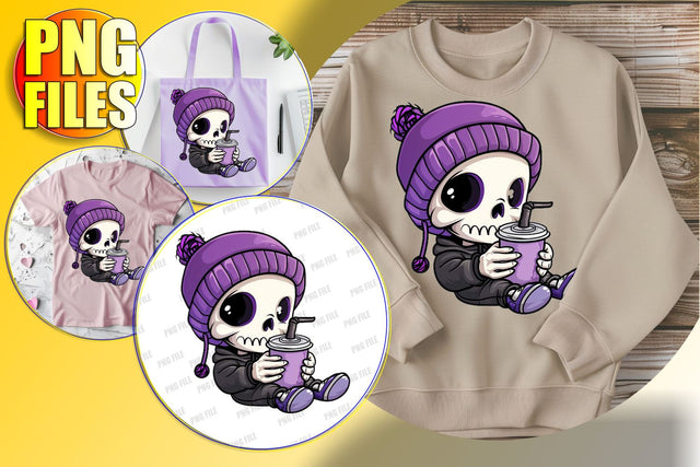 Sweet Autumn Skull with Bow for Sublimation - PNG Sublimation afrosvg 