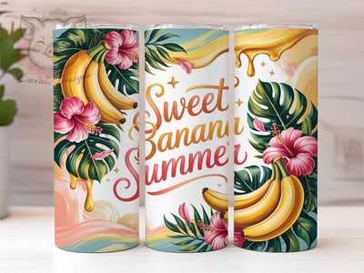 Sweet Banana Summer Vibes 20oz Tumbler, Banana Summer, Fruit Theme, Tropical Vibes, Bright Colors, 20oz Tumbler Wrap, Sublimation PNG Sublimation Lara' s Designs 
