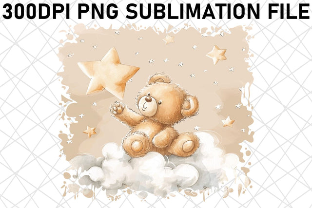 Sweet Bear Watercolor Print Sublimation afrosvg 