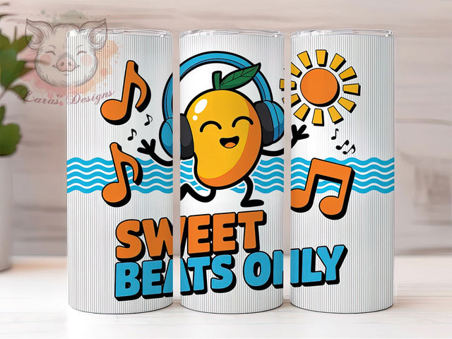Sweet Beats 20oz Tumbler Wrap, Sweet Beats Only, Funny Fruit Sublimation, Fruit PNG Design, 20oz Tumbler Wrap, Tropical Summer Vibes, Fruit Humor Wrap Sublimation Lara' s Designs 