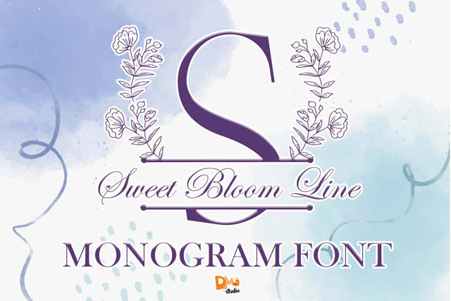 Sweet Bloom Line Monogram Font Dm Letter Studio 