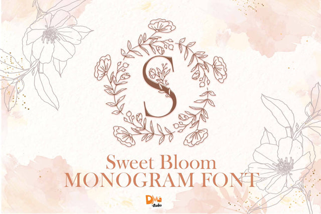 Sweet Bloom Monogram Font Dm Letter Studio 