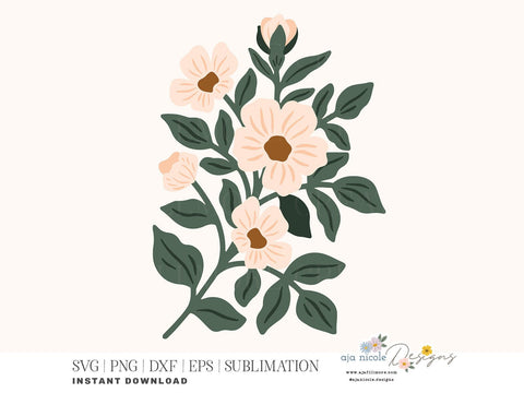 Sweet Blooms Floral SVG Cut File SVG Aja Nicole Designs 