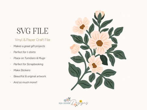 Sweet Blooms Floral SVG Cut File SVG Aja Nicole Designs 