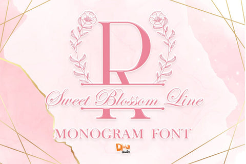 Sweet Blossom Line Monogram Font Dm Letter Studio 