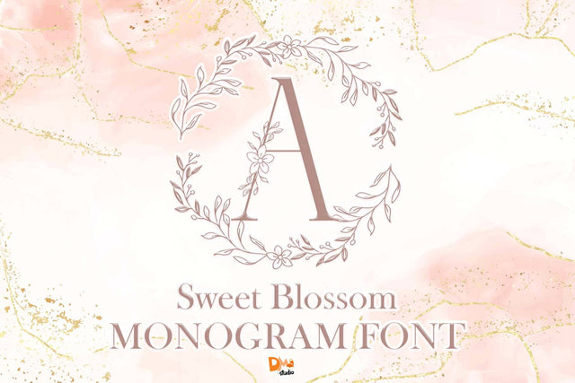 Sweet Blossom Monogram Font Dm Letter Studio 