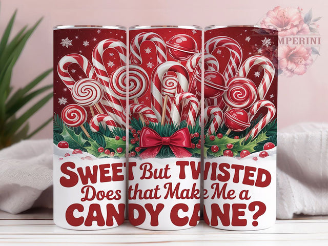 Sweet But Twisted Candy Cane Tumbler, Sweet But Twisted Wrap, 20Oz Skinny Tumbler, Funny Christmas Sublimation, Holiday Candy Design, Cute Christmas Tumbler, Festive Peppermint Wrap Sublimation Li Zamperini 