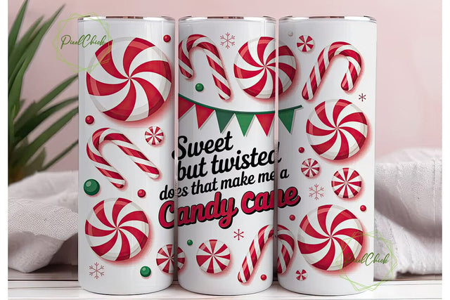 Sweet But Twisted Christmas Tumbler Wrap Sublimation PixelChick 