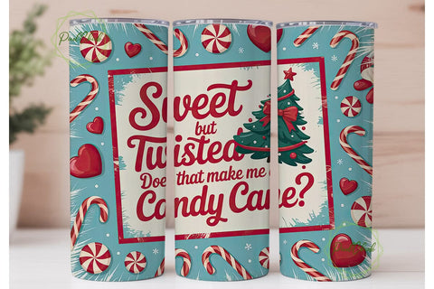 Sweet But Twisted Christmas Tumbler Wrap Sublimation PixelChick 