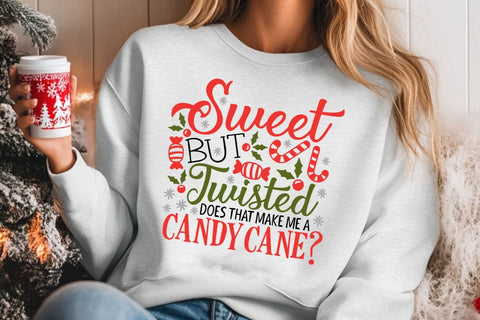Sweet But Twisted Does That Make Me A Candy Cane| Funny Christmas SVG Cutting Files. SVG CosmosFineArt 
