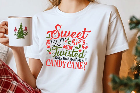 Sweet But Twisted Does That Make Me A Candy Cane| Funny Christmas SVG Cutting Files. SVG CosmosFineArt 