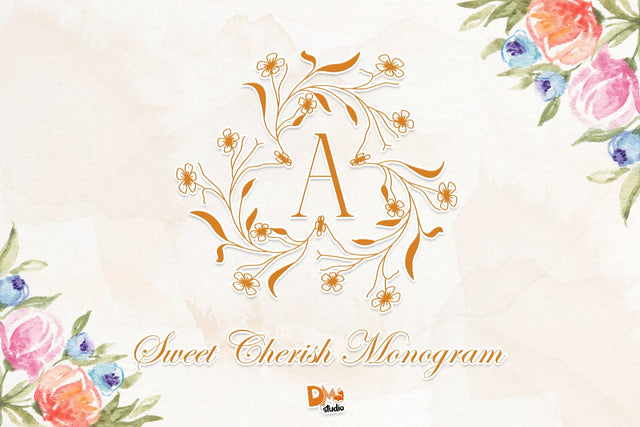Sweet Cherish Monogram SVG Dm Letter Studio 