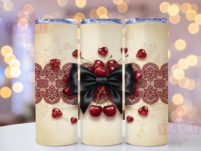 Sweet Cherry Valentine Tumbler, Sweet Love Cup, Romantic Cherry Wrap, Valentine Sublimation Design, Cute Fruit Hearts Tumbler, Valentine Gift Wrap, Love Cherry Cup Sublimation SvggirlplusArt 
