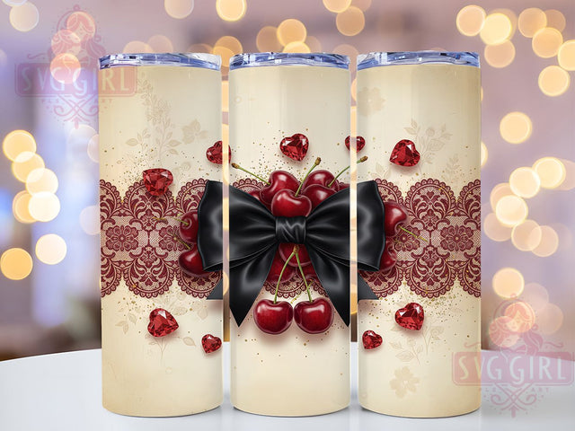Sweet Cherry Valentine Tumbler, Sweet Love Cup, Romantic Cherry Wrap, Valentine Sublimation Design, Cute Fruit Hearts Tumbler, Valentine Gift Wrap, Love Cherry Cup Sublimation SvggirlplusArt 