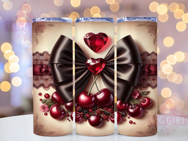 Sweet Cherry Valentine Tumbler, Sweet Love Cup, Romantic Cherry Wrap, Valentine Sublimation Design, Cute Fruit Hearts Tumbler, Valentine Gift Wrap, Love Cherry Cup Sublimation SvggirlplusArt 