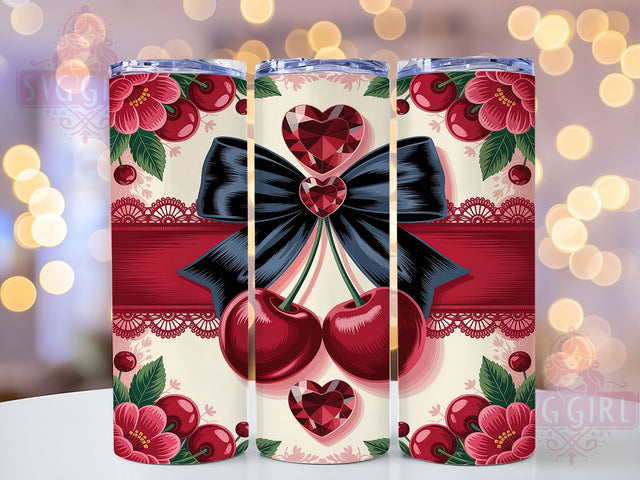 Sweet Cherry Valentine Tumbler, Sweet Love Cup, Romantic Cherry Wrap, Valentine Sublimation Design, Cute Fruit Hearts Tumbler, Valentine Gift Wrap, Love Cherry Cup Sublimation SvggirlplusArt 