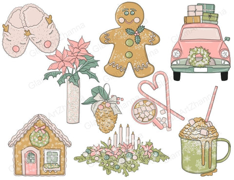 Sweet Christmas CLIPART Cozy Winter Weekend Cookie PNG Files SVG GlamArtZhanna 
