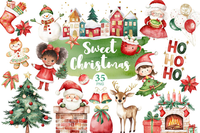 Sweet Christmas Clipart PNG | Xmas Graphics Set SVG GlamArtZhanna 