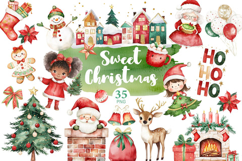 Sweet Christmas Clipart PNG | Xmas Graphics Set SVG GlamArtZhanna 