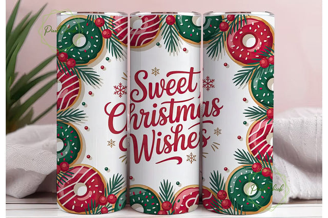 Sweet Christmas Donuts Tumbler Wrap Sublimation PixelChick 