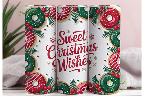 Sweet Christmas Donuts Tumbler Wrap Sublimation PixelChick 