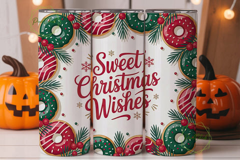 Sweet Christmas Donuts Tumbler Wrap Sublimation PixelChick 