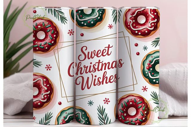 Sweet Christmas Donuts Tumbler Wrap Sublimation PixelChick 