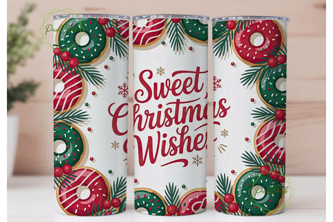 Sweet Christmas Donuts Tumbler Wrap Sublimation PixelChick 