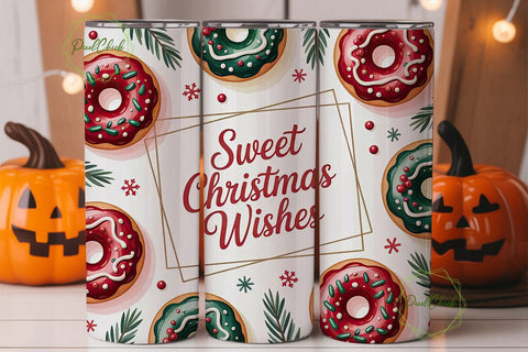 Sweet Christmas Donuts Tumbler Wrap Sublimation PixelChick 