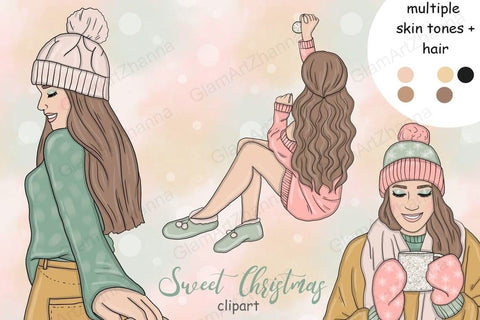 Sweet Christmas GIRLS Cozy Winter Weekend Cookie PNG Files SVG GlamArtZhanna 