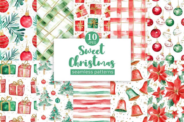 Sweet Christmas Papers | Xmas Background Pattern Digital Pattern GlamArtZhanna 