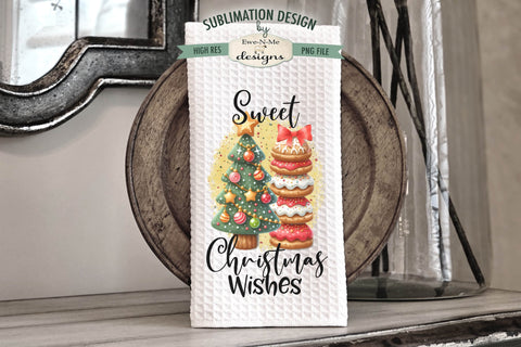 Sweet Christmas Stacked Cookie Sublimation Kitchen Towel PNG Sublimation Ewe-N-Me Designs 