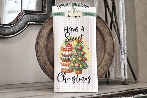 Sweet Christmas Stacked Cookie Sublimation Kitchen Towel PNG Sublimation Ewe-N-Me Designs 