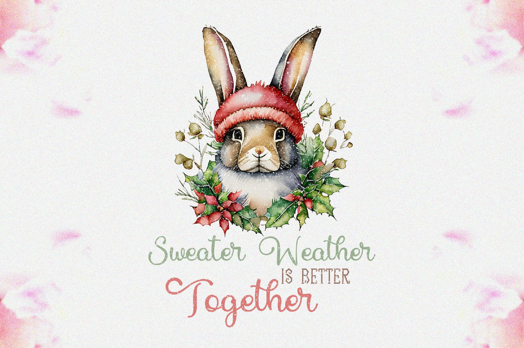 Sweet Christmas Winter Rabbits PNG - So Fontsy