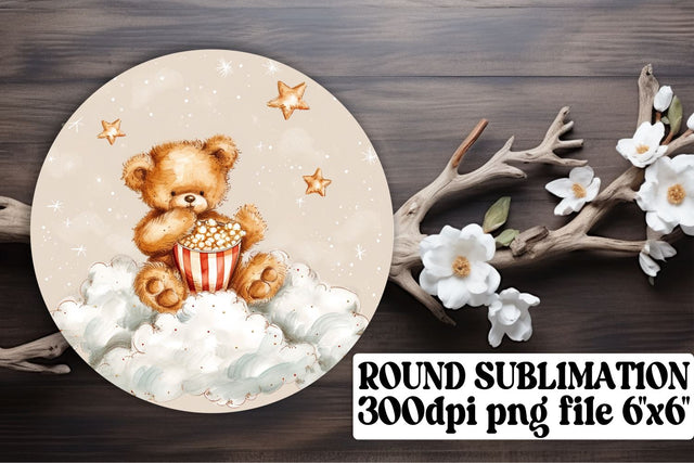 Sweet Circle Art Patterns with Teddy Bears Sublimation afrosvg 