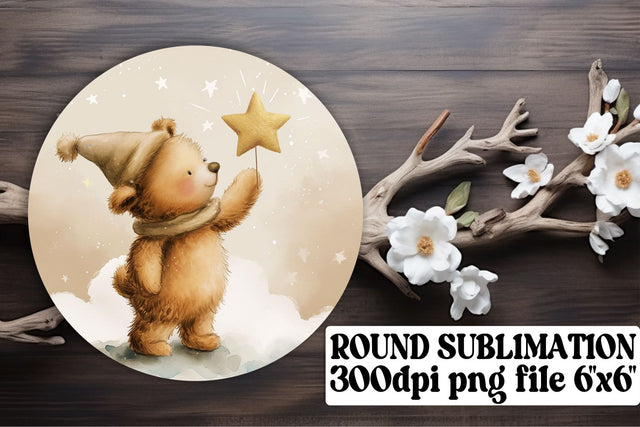 Sweet Circle Decor Featuring Mischievous Bears Sublimation afrosvg 