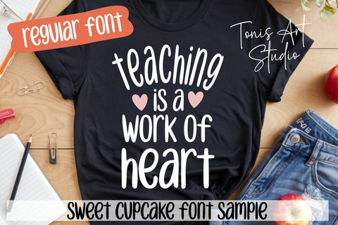 Sweet Cupcake Font Bundle, Cute Handwritten Fonts Font TonisArtStudio 