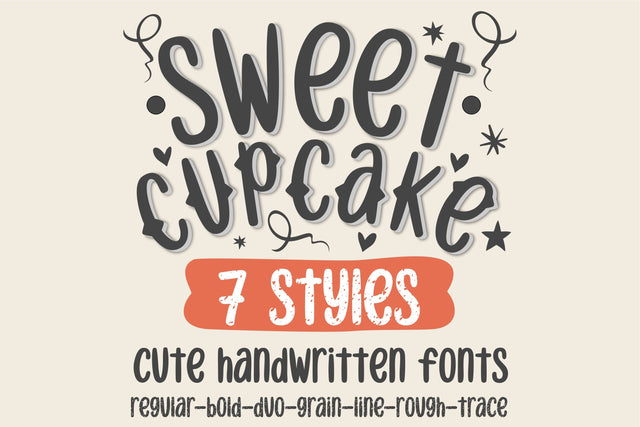 Sweet Cupcake Font Bundle, Cute Handwritten Fonts Font TonisArtStudio 