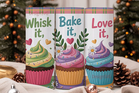 Sweet Cupcake Trio 20oz Tumbler Wrap Sublimation DesignSVG 