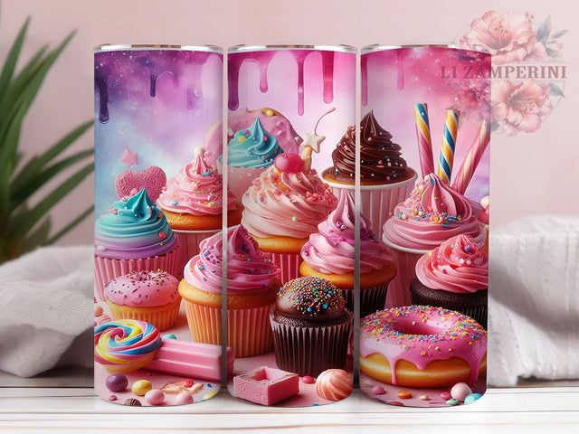 Sweet Cupcake Tumbler Wrap, Sweet Treats Tumbler, 20oz Sublimation Tumbler, Pink Dessert Tumbler, Bakery Lover Tumbler, Cute Cupcake Design, Candy Theme Tumbler Sublimation Li Zamperini 