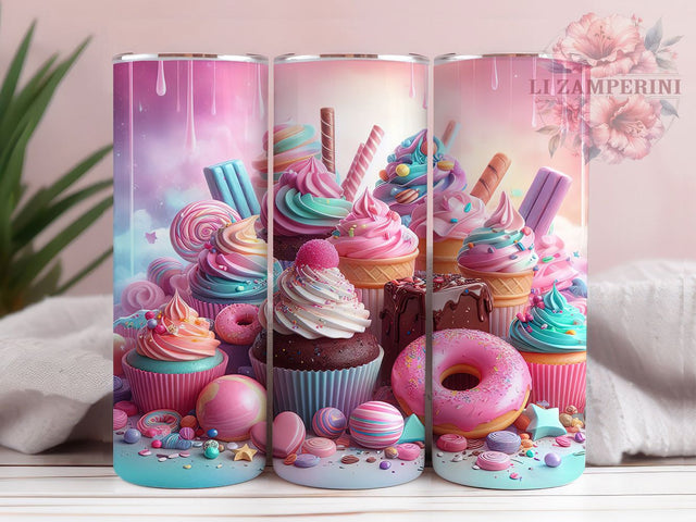 Sweet Cupcake Tumbler Wrap, Sweet Treats Tumbler, 20oz Sublimation Tumbler, Pink Dessert Tumbler, Bakery Lover Tumbler, Cute Cupcake Design, Candy Theme Tumbler Sublimation Li Zamperini 