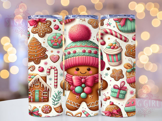 Sweet Cute Gingerbread Christmas Tumbler, Christmas Cookie Wrap, Holiday Baking Sublimation, Festive Treat Cup, 20Oz Skinny Tumbler Wrap, Cute Gingerbread Mug, Sweet Holiday Design Sublimation SvggirlplusArt 